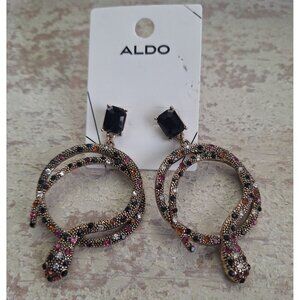 NEW Aldo Crareven Bright Multi-color Rhinestone Snake Earrings
